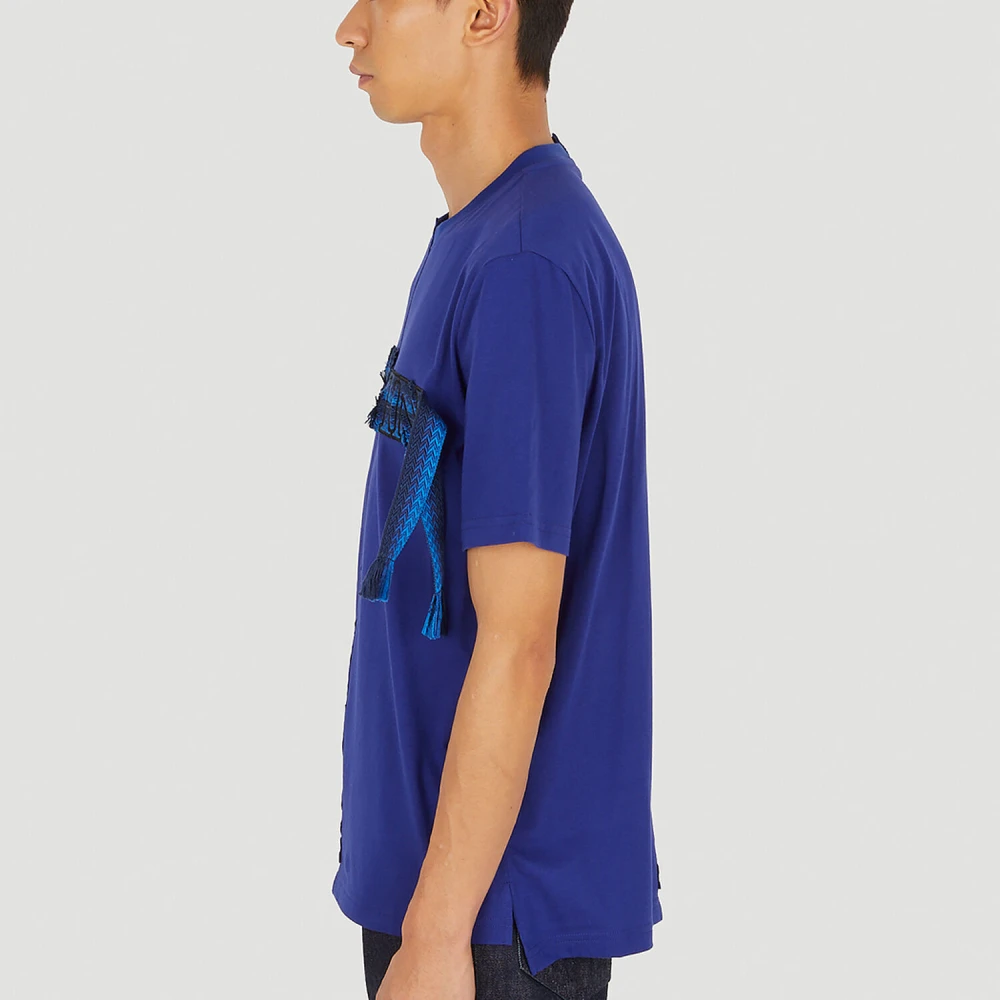 Lanvin Asymmetrisch Logo T-shirt Blue Heren
