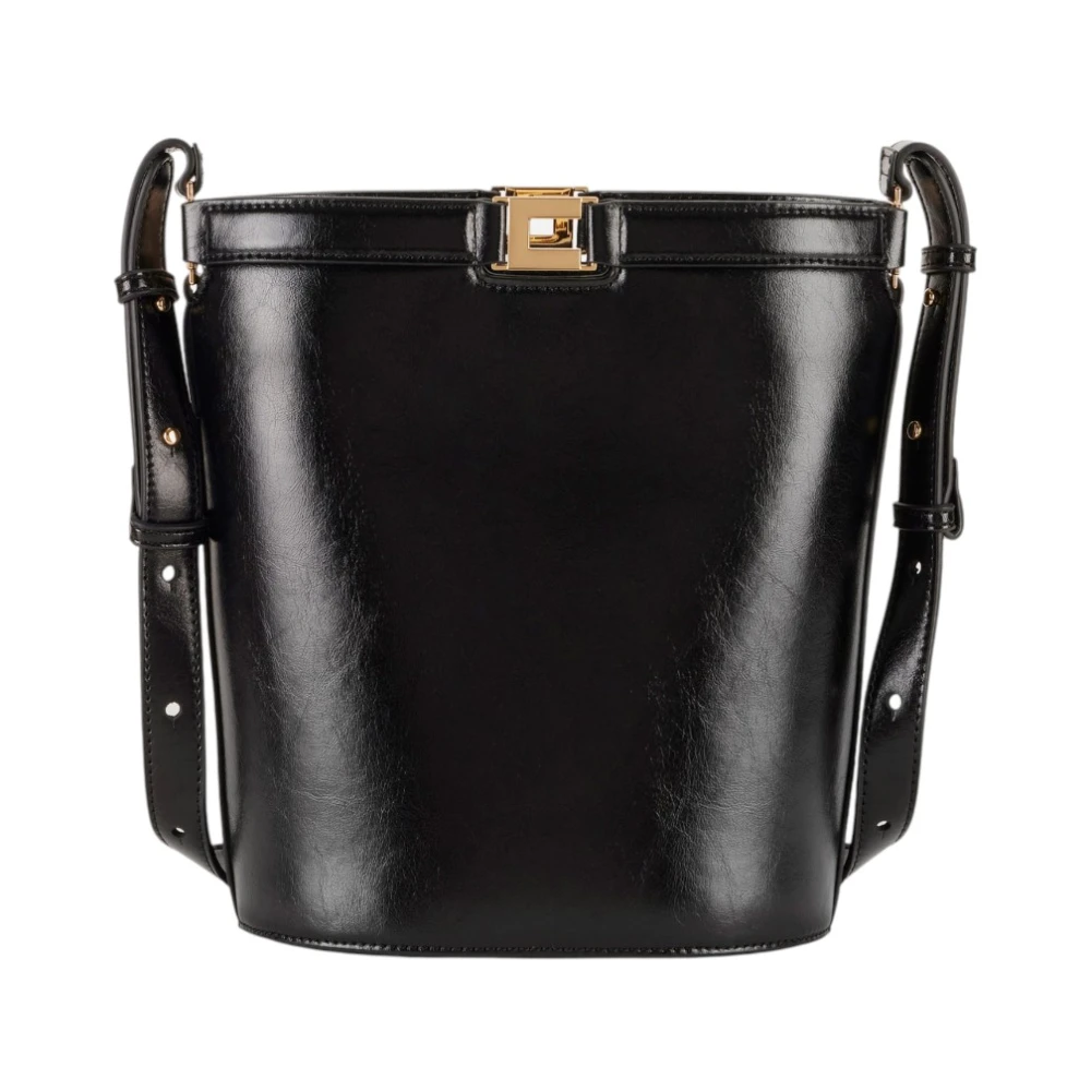 Elisabetta Franchi Black Naplak-Effect Bucket Bag - Female - Bucket Bags - One Size - Bags