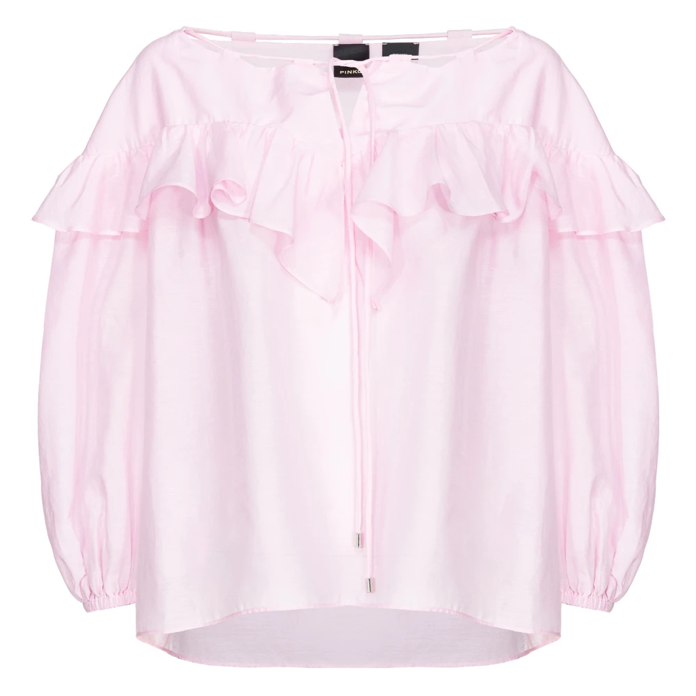 Pinko Volumineuze zijden en katoenen blouse Pink Dames