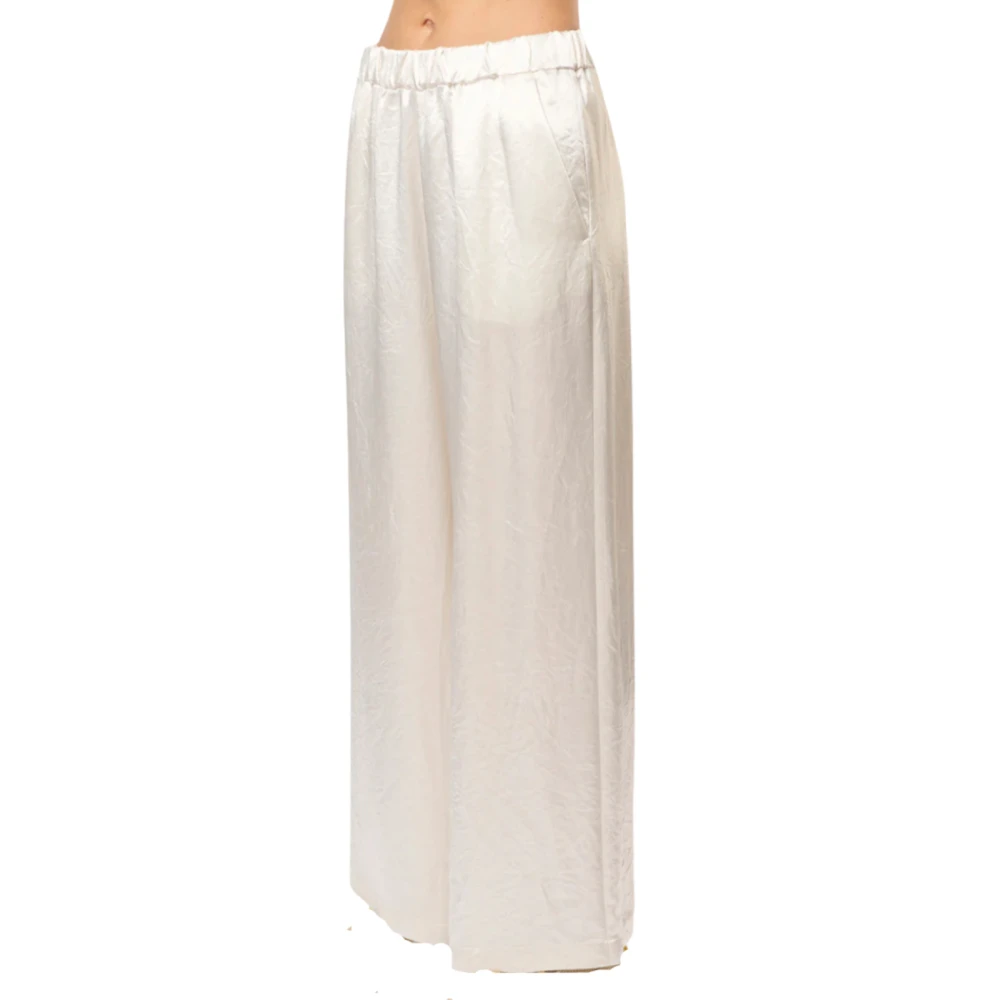 Max Mara Witte zijden rechte cropped broek White Dames