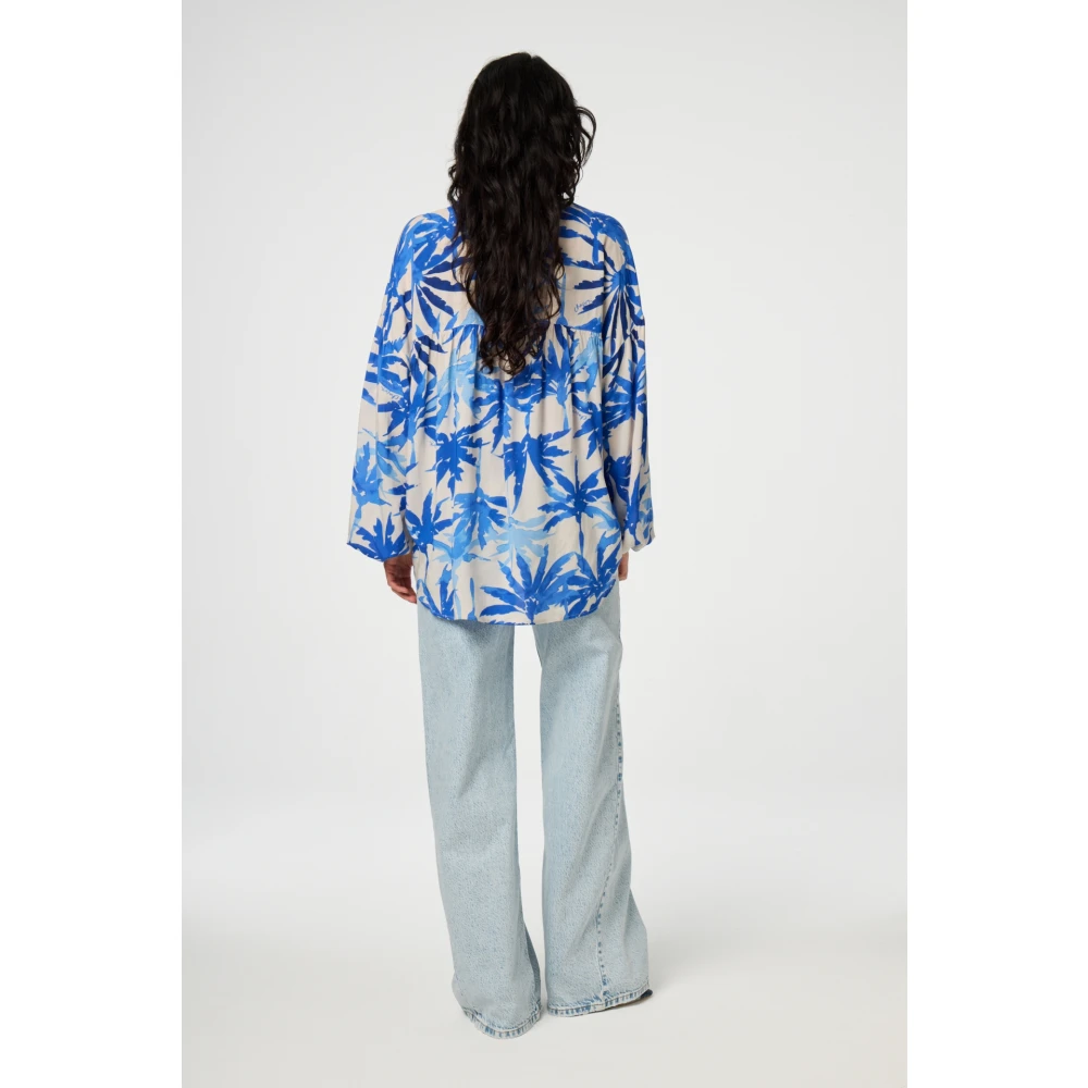 Fabienne Chapot Witte Blauwe Print Ballonmouw Blouse Multicolor Dames