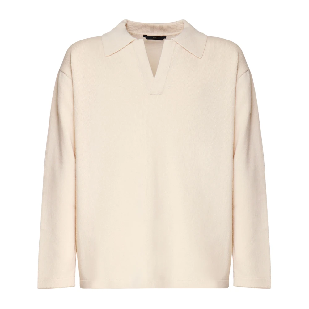 Hevo Witte Polo Sweater van Virgin Wool Blend White Heren