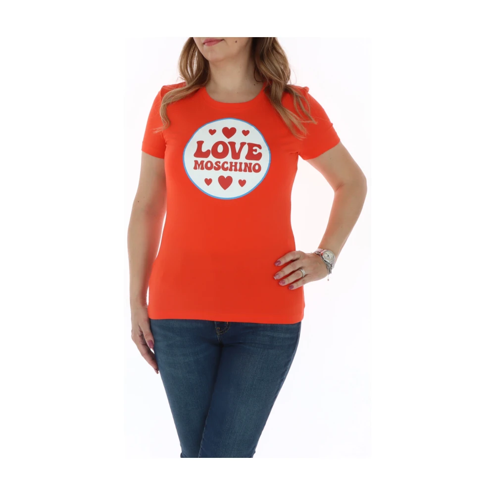Love Moschino Oranje Bedrukt T-shirt Lente Zomer Essentieel Orange Dames