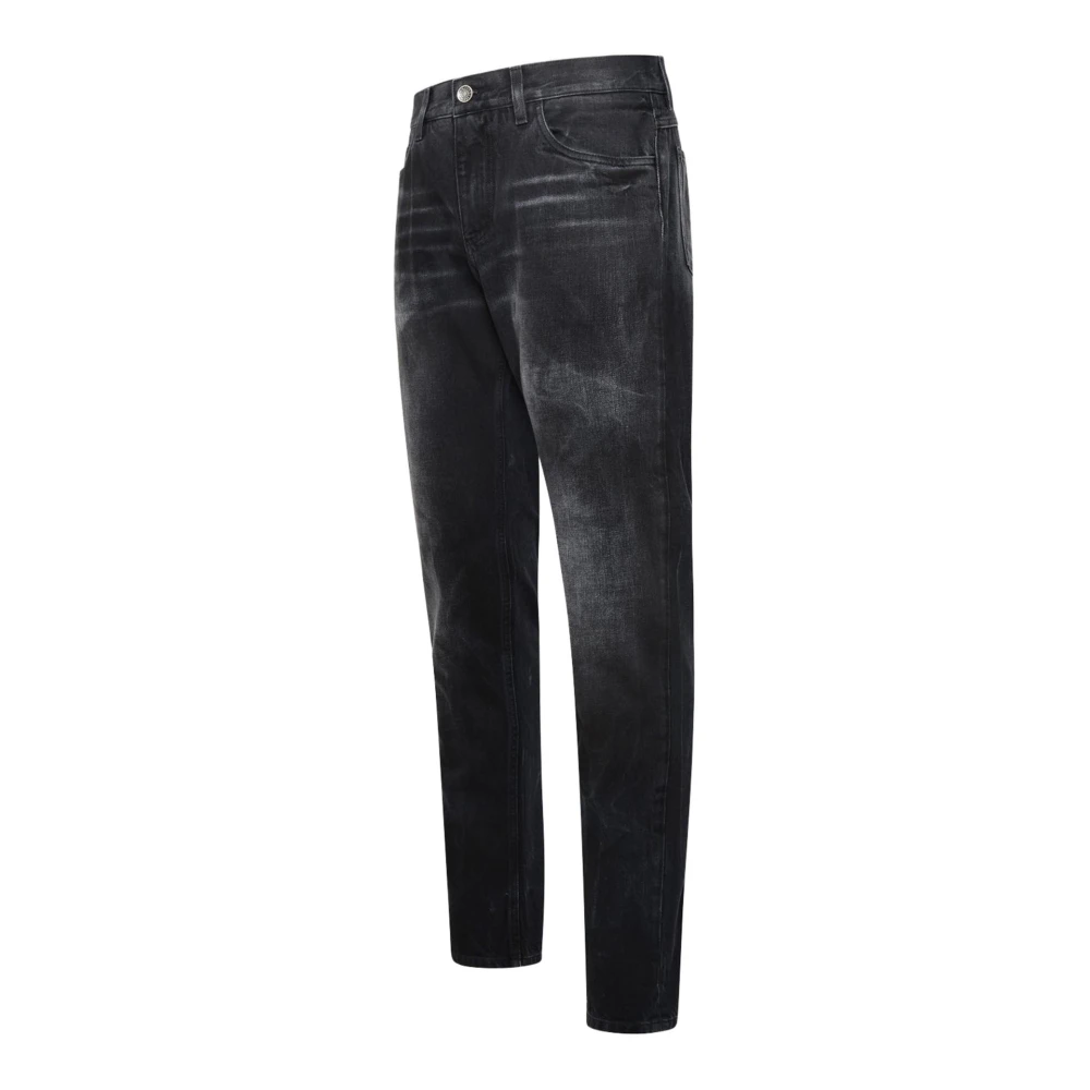 Dolce & Gabbana Logo Plaque Faded Jeans Black Heren