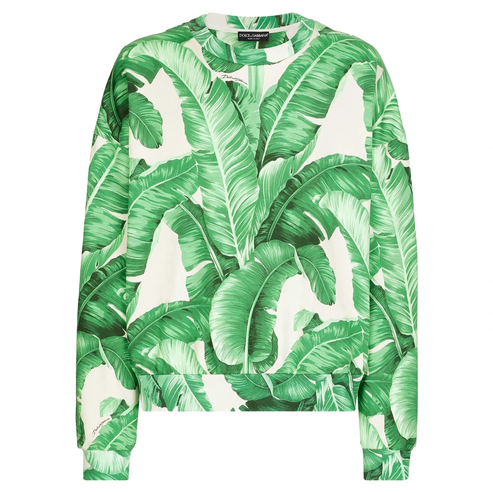 Dolce & Gabbana Grafische Print Katoenen Sweatshirt Green Heren