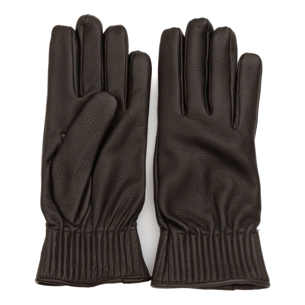 Orciani Hombre Marrón Guantes De Cuero Martillado