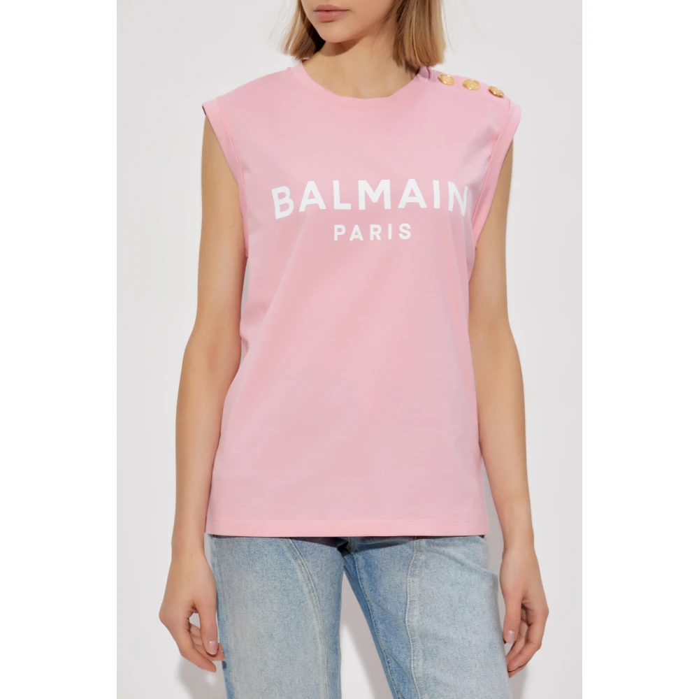 Balmain Top met decoratieve knopen Pink Dames