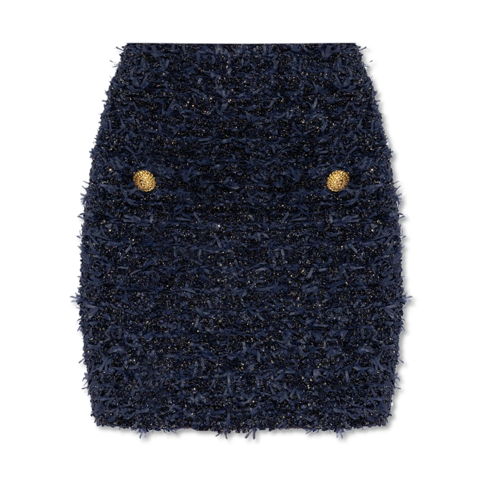 Balmain Women's Blue Tweed Skirt With Lurex Thread - Short Skirts - S - Skirts