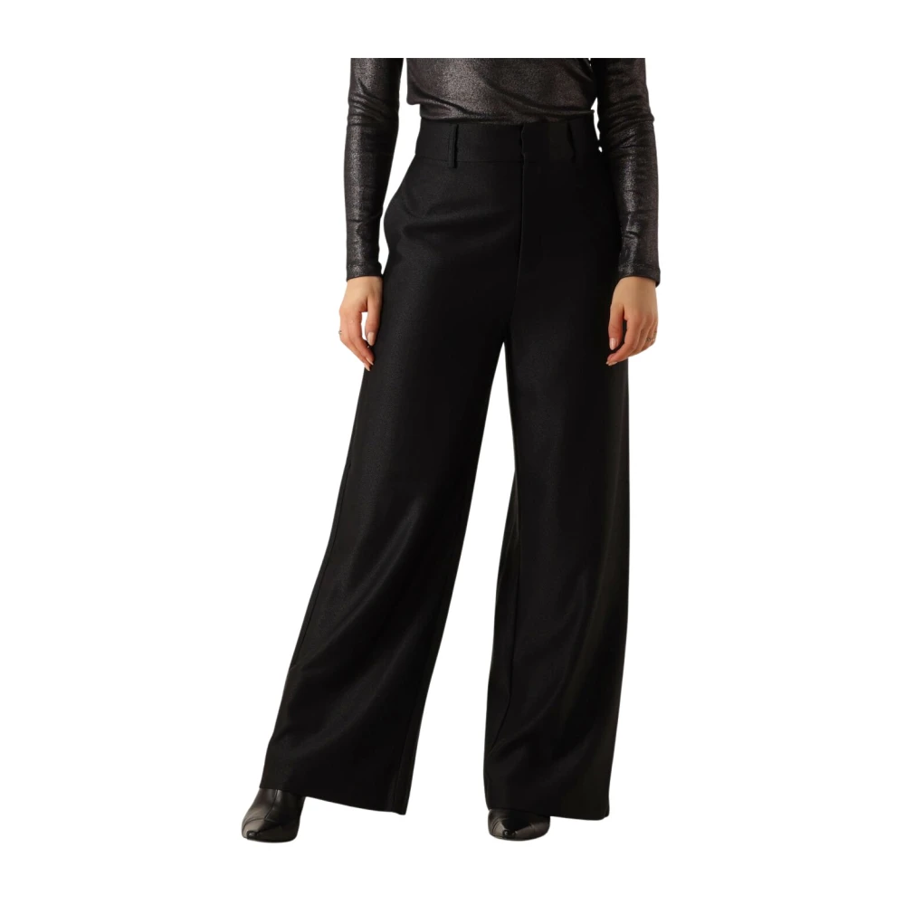 My Essential Wardrobe Elegante Wijde Zwarte Broek Black Dames
