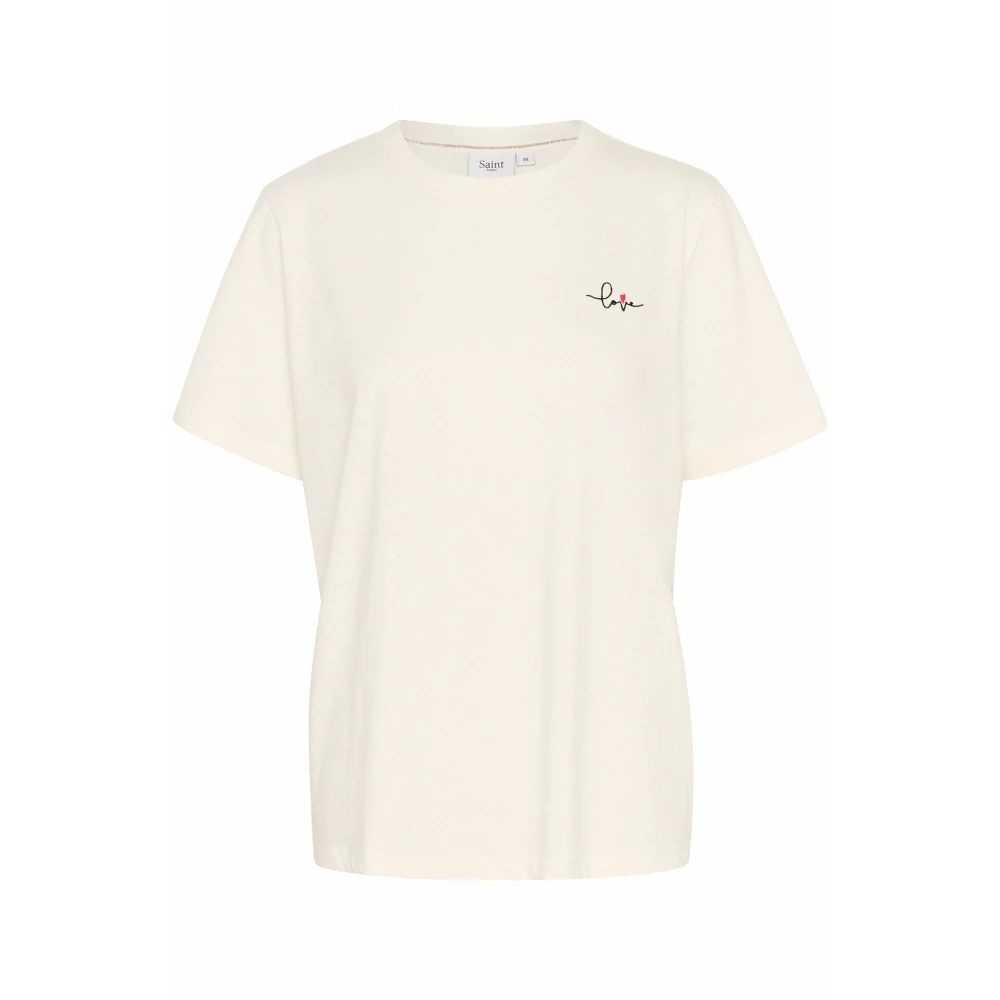 Saint Tropez Geborduurde Tee Top IJs Beige Dames