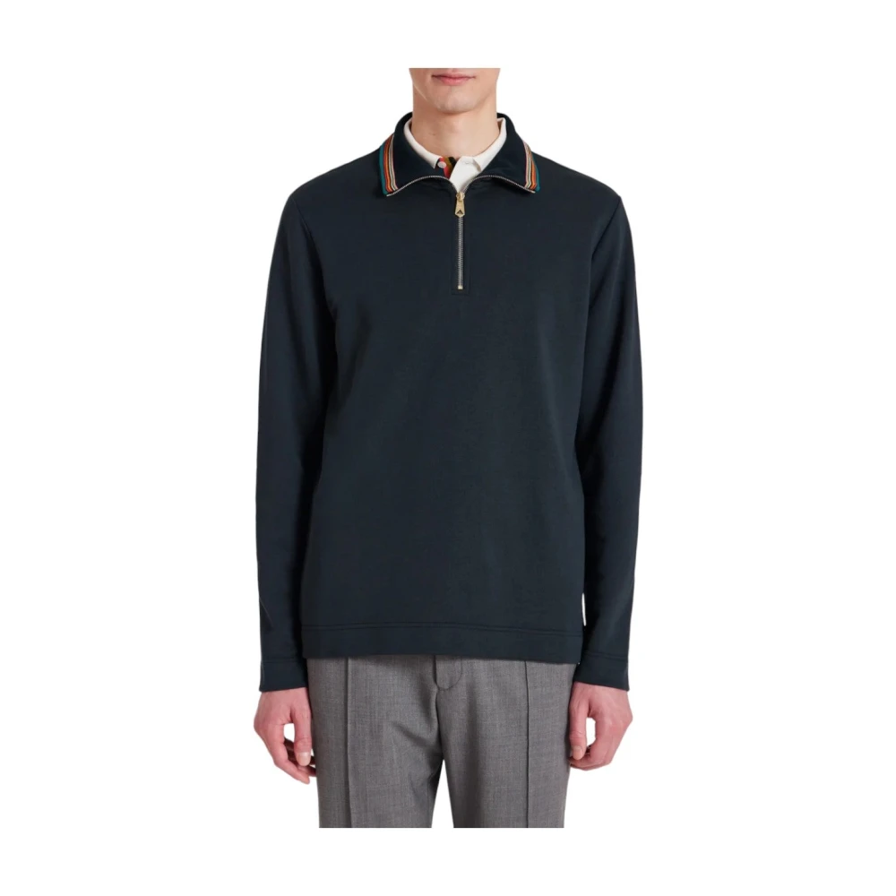 Paul Smith Navy Zip-Neck Sweatshirt Blue Heren