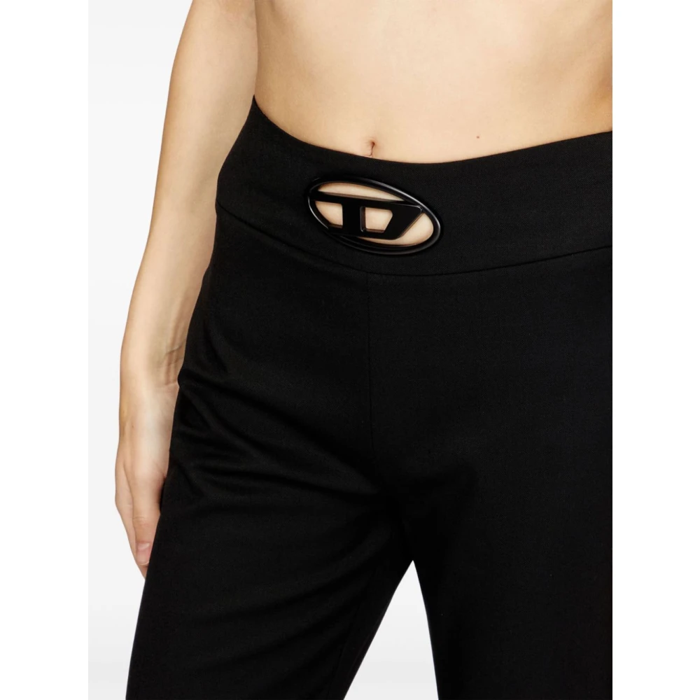 Diesel Zwarte hoge taille broek met ovaal logo Black Dames