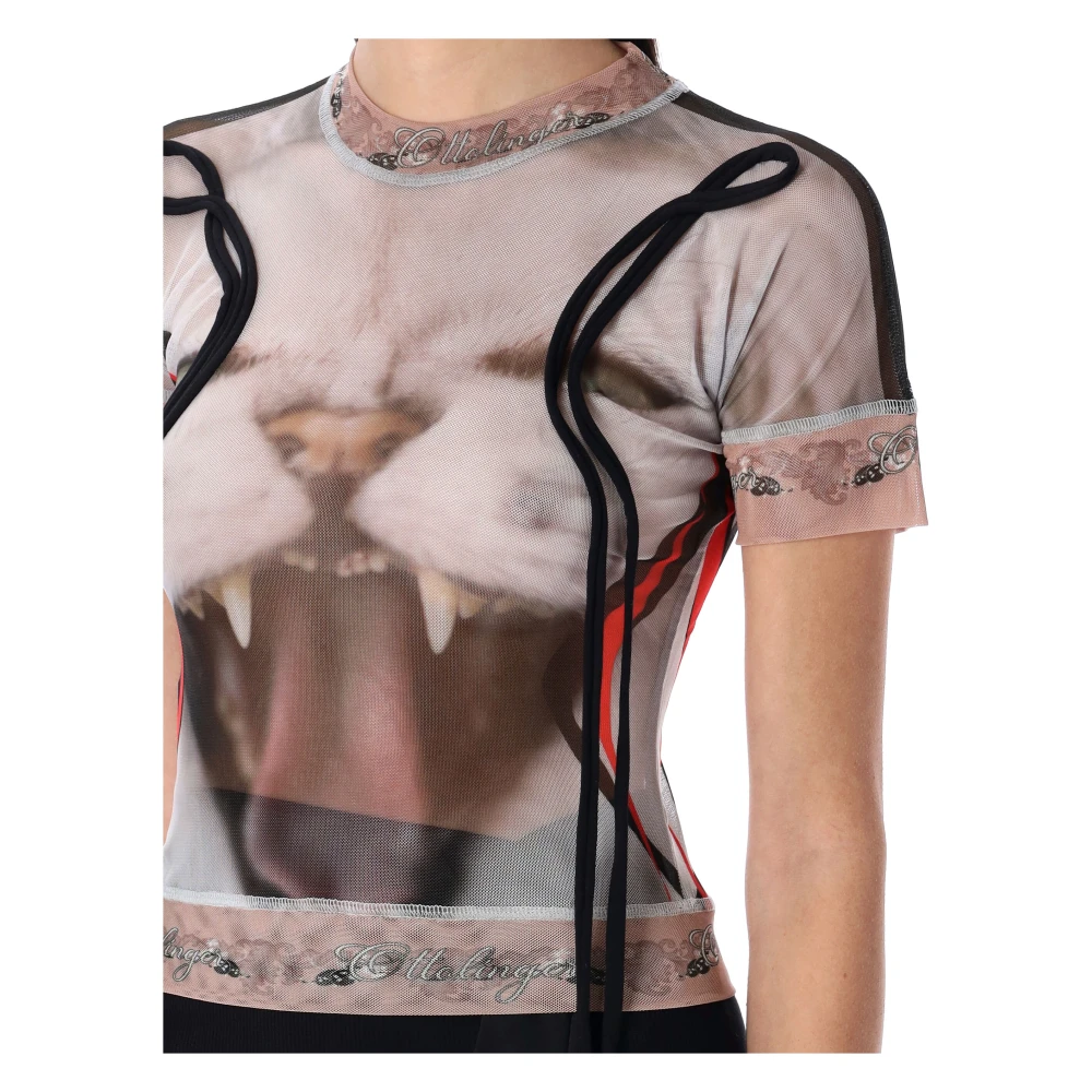 Ottolinger Kattenprint Mesh T-shirt Multicolor Dames