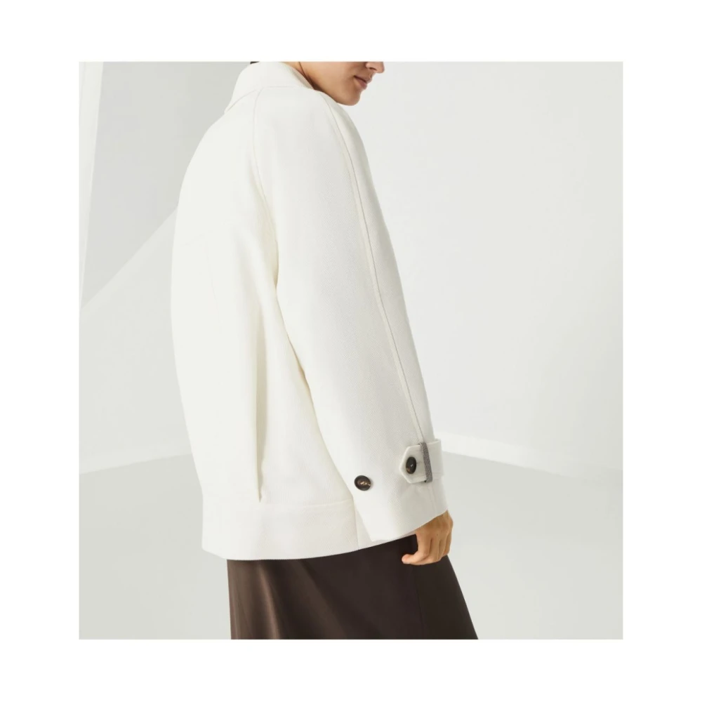 BRUNELLO CUCINELLI Witte Double-Breasted Jas met Zakken White Dames