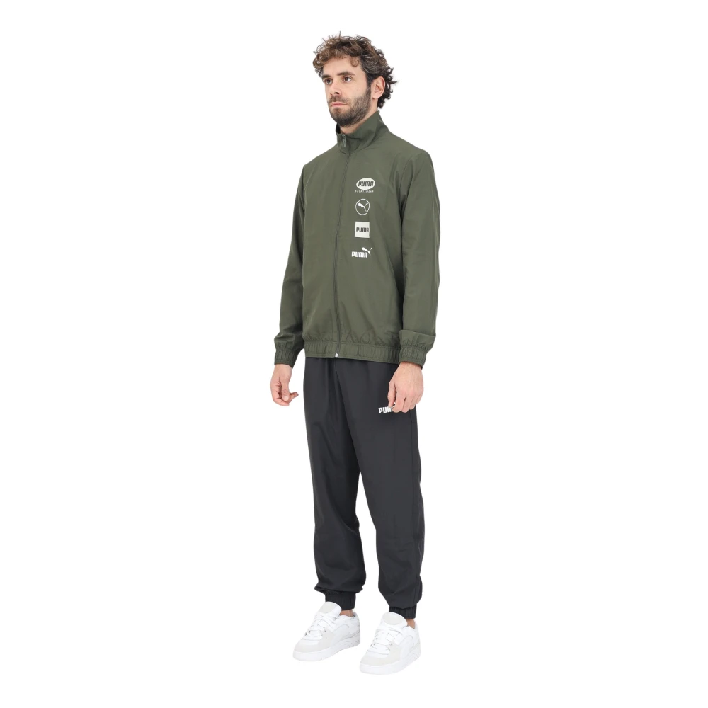 Puma Sportief Zwart en Groen Trainingspak Set Green Heren