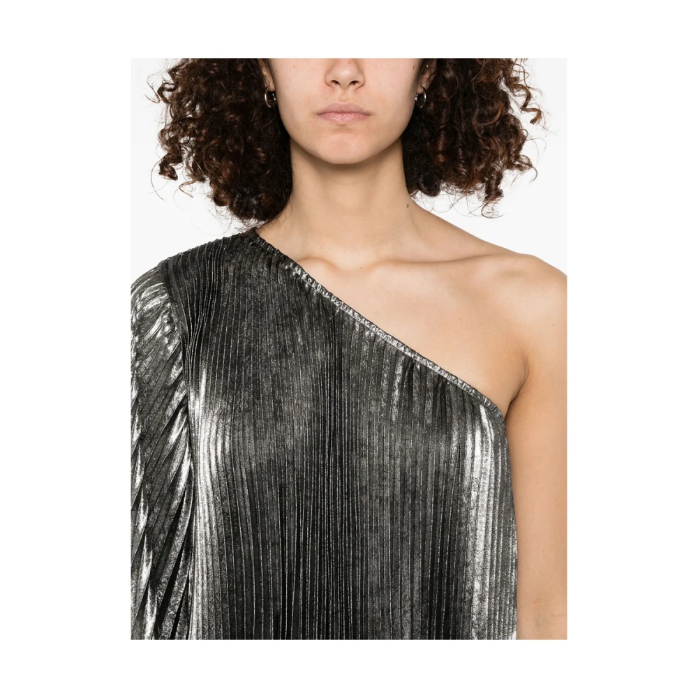 L'idée Een-Schouder Antracietgrijze Geplooide Jurk Gray Dames