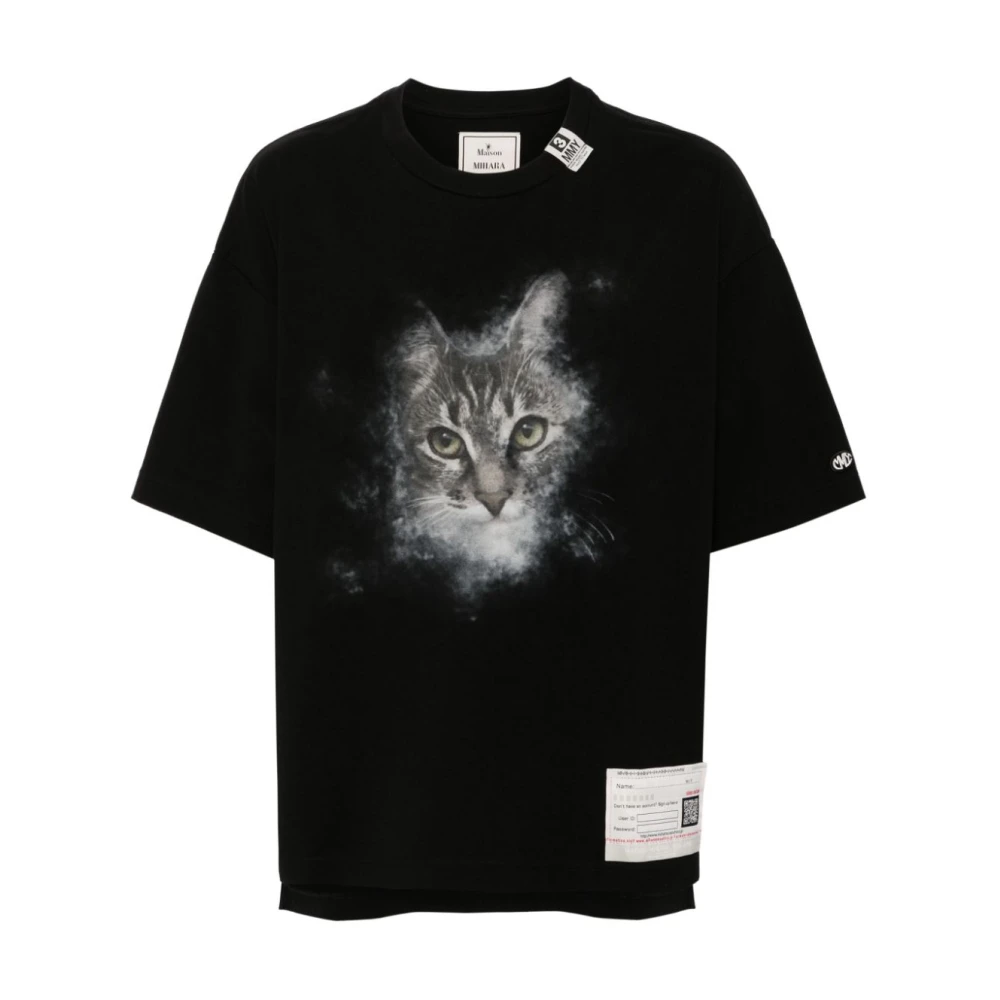 Maison Margiela Grafische Print Ronde Hals T-shirt Zwart Black Heren