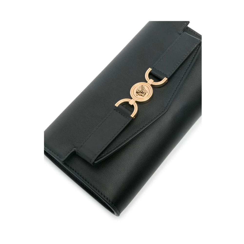 Versace Zwarte Kalfsleren Schouderportemonnee Black Dames