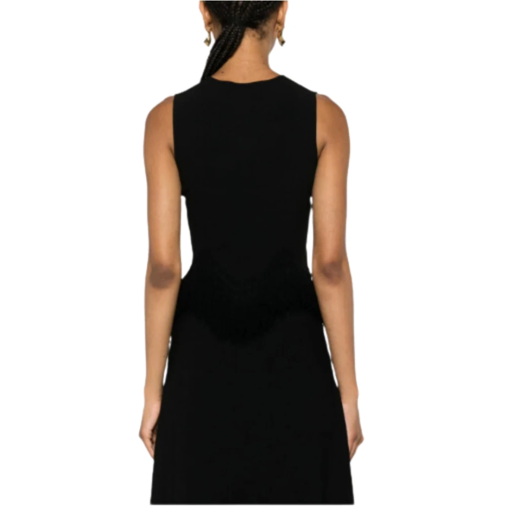 Ulla Johnson Gebreide Franje Top Zwart Asymmetrische Zoom Black Dames