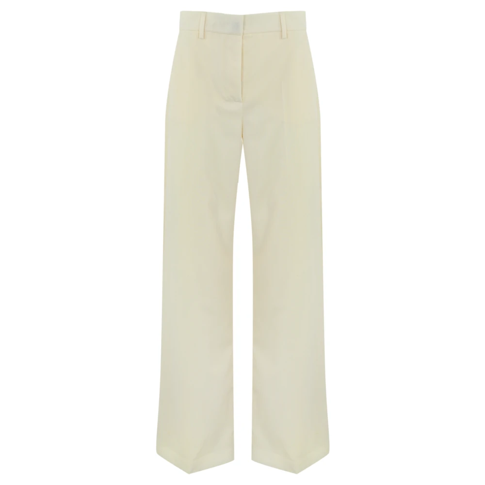 Max Mara Weekend Beige Wol Straight Leg Broek Beige Dames