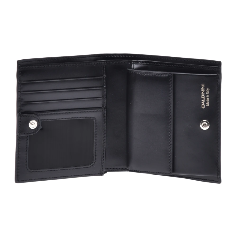 Baldinini Wallet with chain in black leather Black Dames