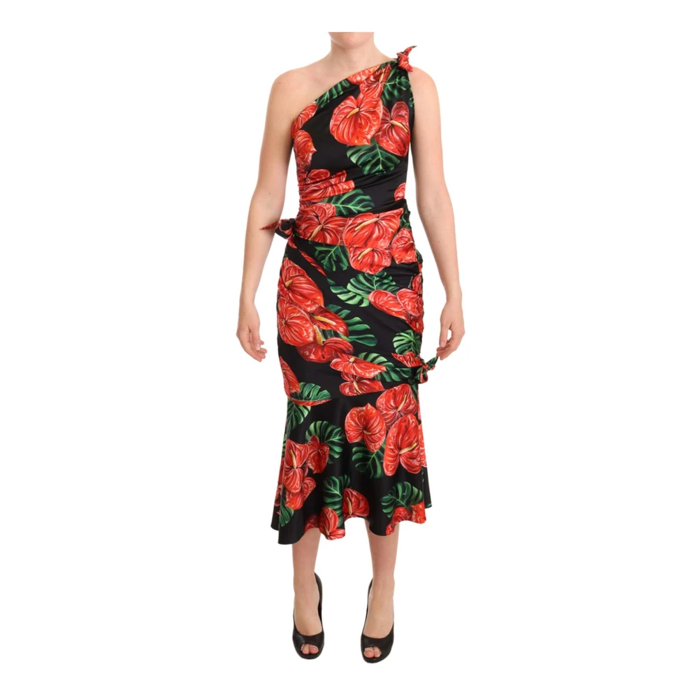 Dolce & Gabbana Women's Floral Print Silk Draped Dress
