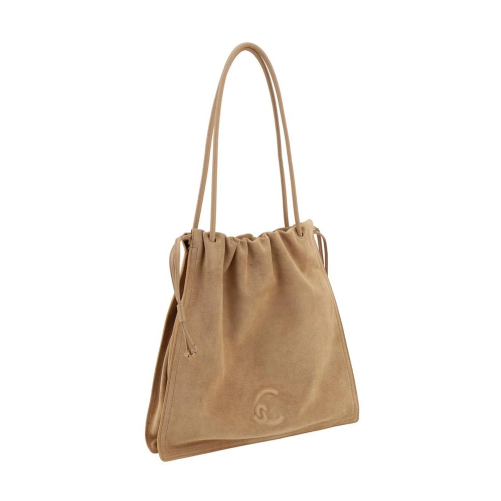 Coccinelle Elegante Suède Lederen Schoudertas Beige Dames