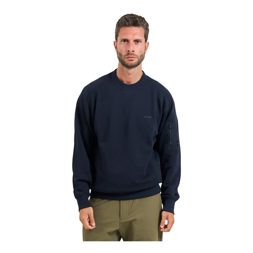 Hugo Men's Blue Jumper With Logo Pocket - Sweatshirts - 2XL - Sweatshirts & Hoodies