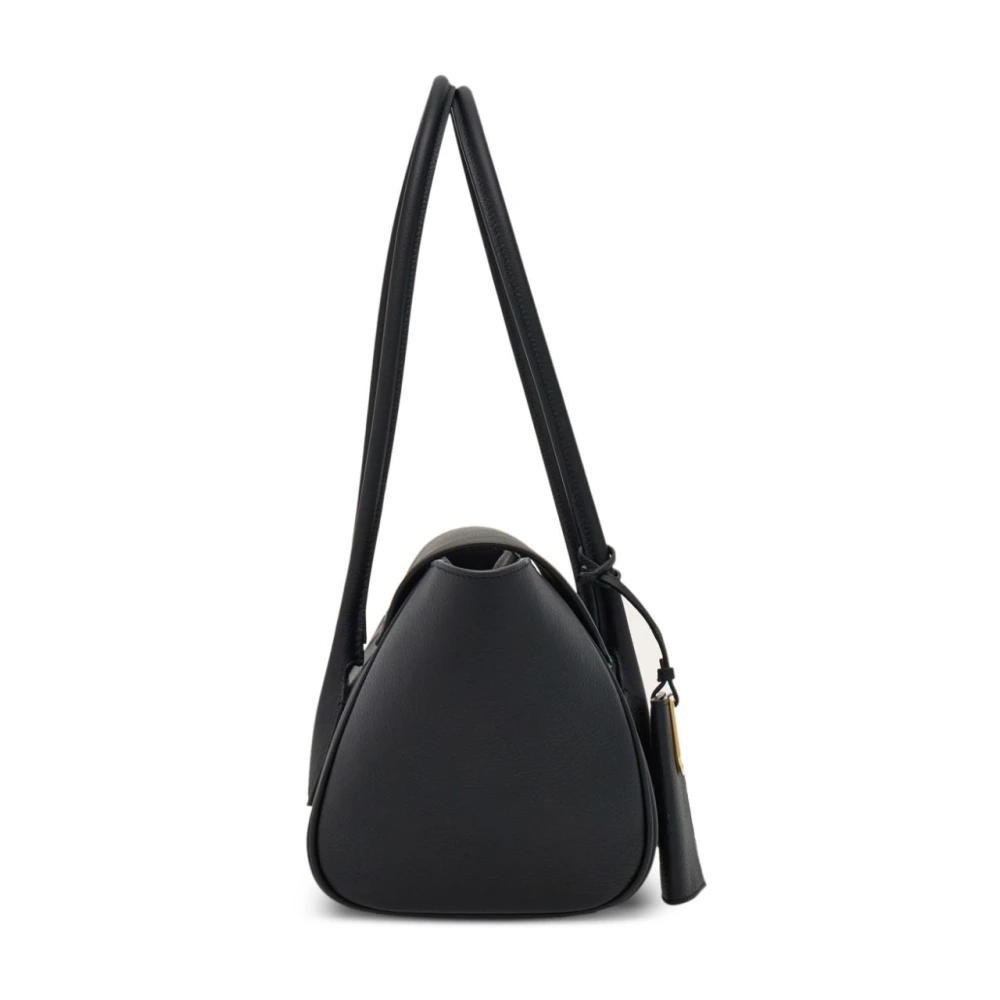 Salvatore Ferragamo Logo Print Zwarte Leren Tote Tas Black Dames