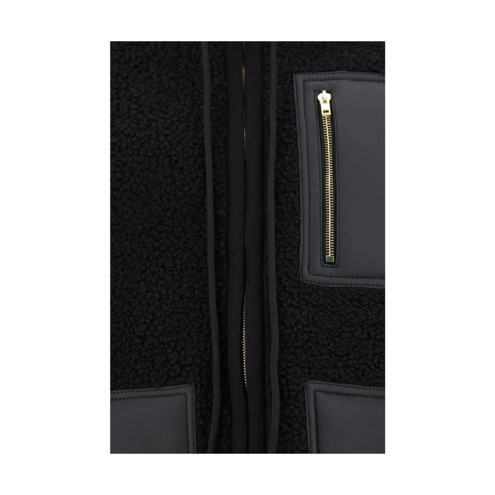 Moschino Shearling jas met hoge kraag Black Heren