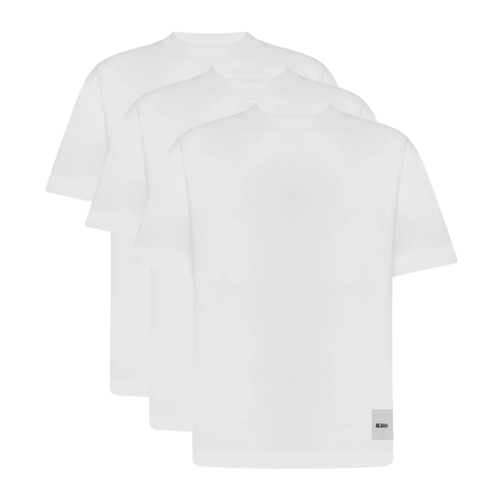 Jil Sander Logo Patch T-shirt Set Wit Blauw White Dames
