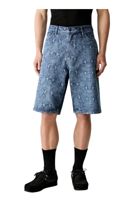 Snake Laser Denim Shorts