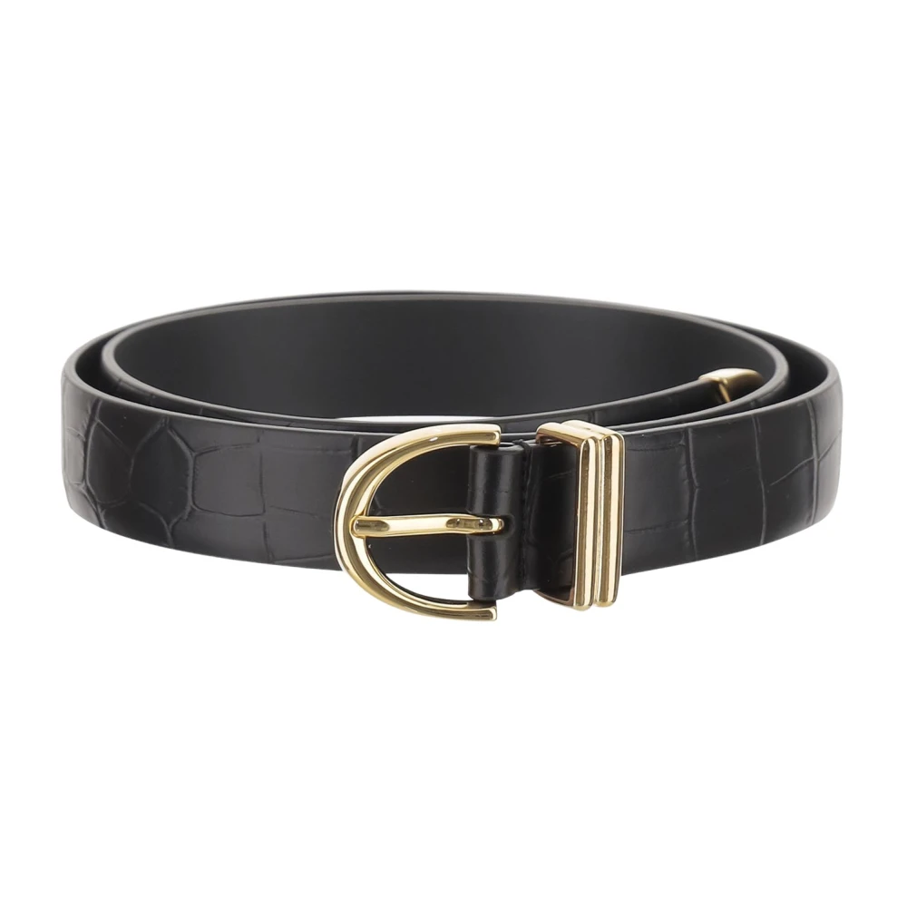 Khaite Smalle riem met gouden hardware Black Dames