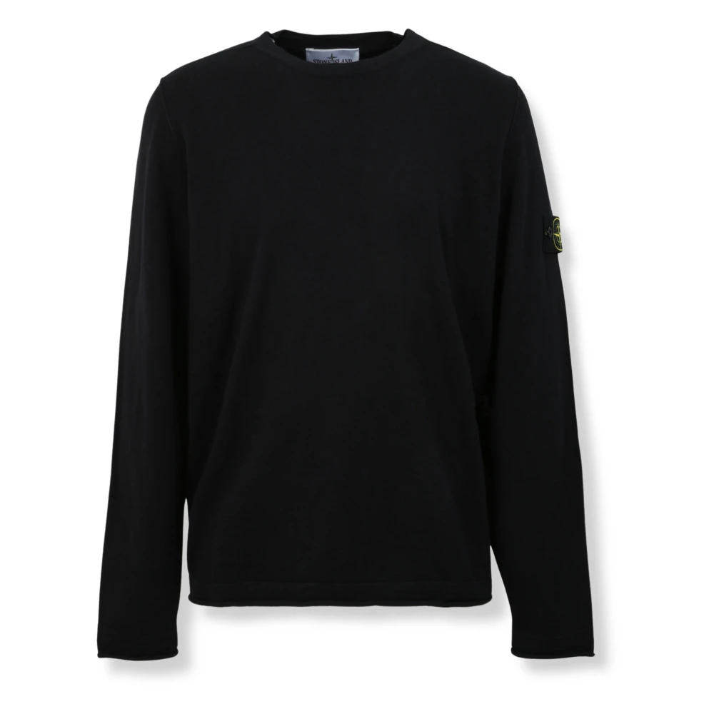 Stone Island Black Crewneck Jumper With Rolled Edges - Male - Round-Neck Knitwear - Xl - Knitwear