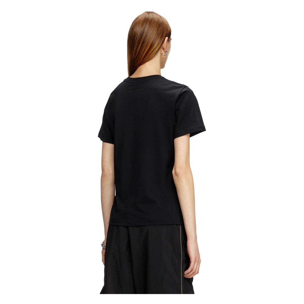 Diesel Katoenen Crew-neck T-shirt met Logo Black Dames