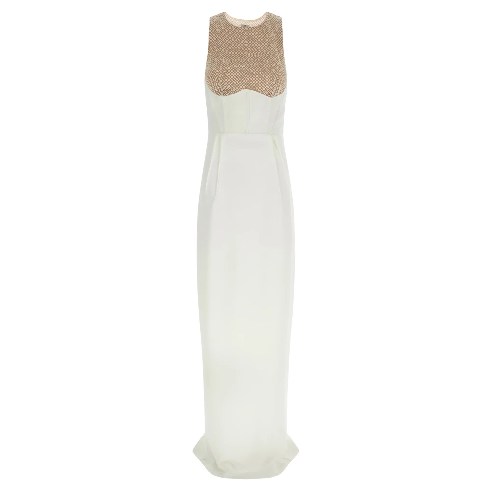 Elisabetta Franchi White Gowns, Female, M, Red Carpet Long Dress