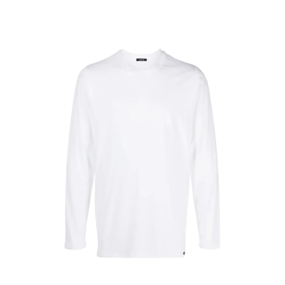 Tom Ford Vit Långärmad Bomull Modal Logo T-Shirt White, Herr