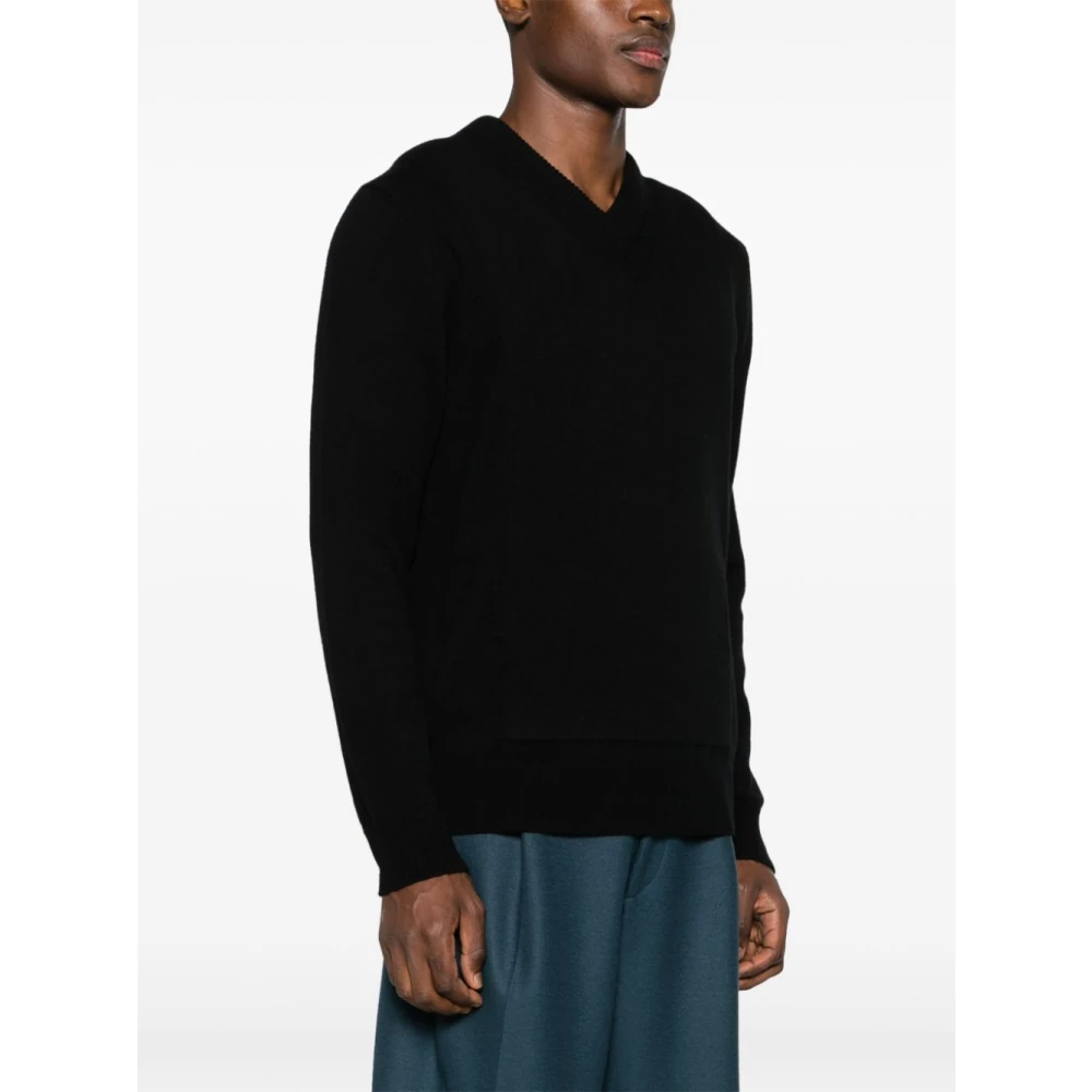 Jil Sander Gewatteerde Gebreide Trui met Plastron Black Heren