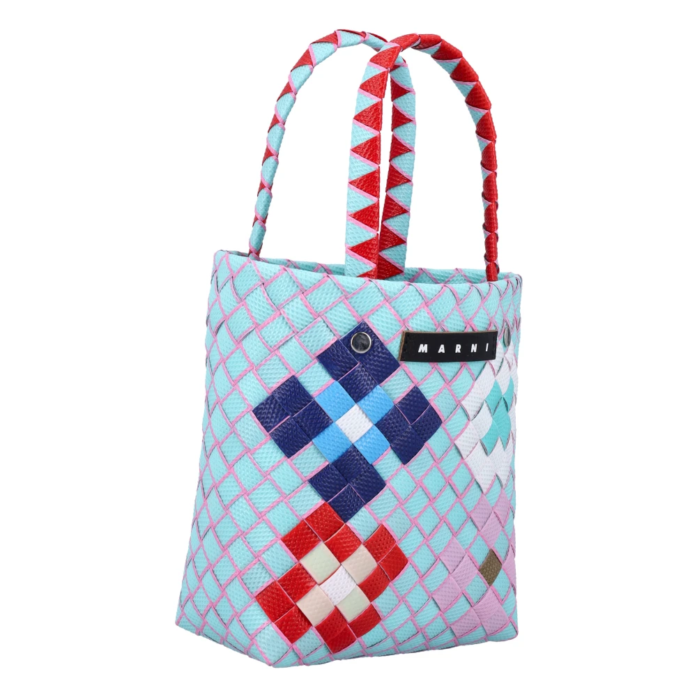 Marni Turquoise Geweven Micro Mand Tas Blue Dames
