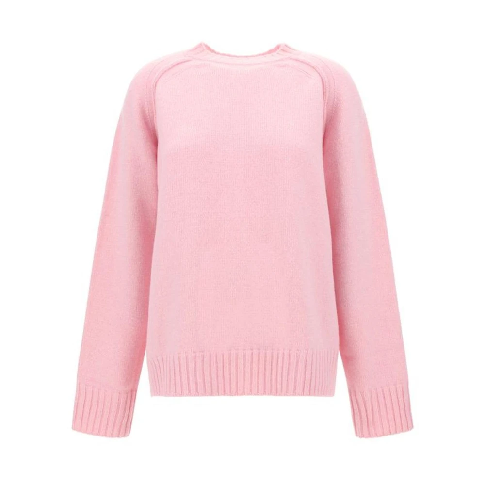 Róhe Monochrome Wollen Trui met Geribbelde Hals Pink Dames
