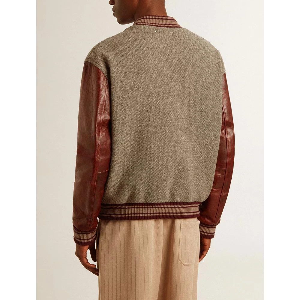 Golden Goose Distressed Patch Embroidered Coat Gray Heren