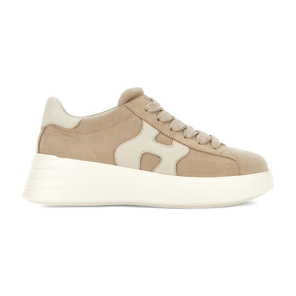 Hogan Women's Beige Suede Platform Lace-Up Trainers - Sneakers - 5 1/2 Uk - Shoes
