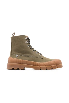 Khaki Snörskor med Gummisula