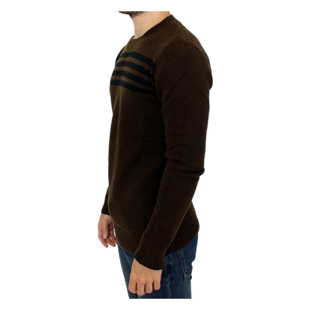 Costume National Gestreepte Pullover met Ronde Hals Brown Heren