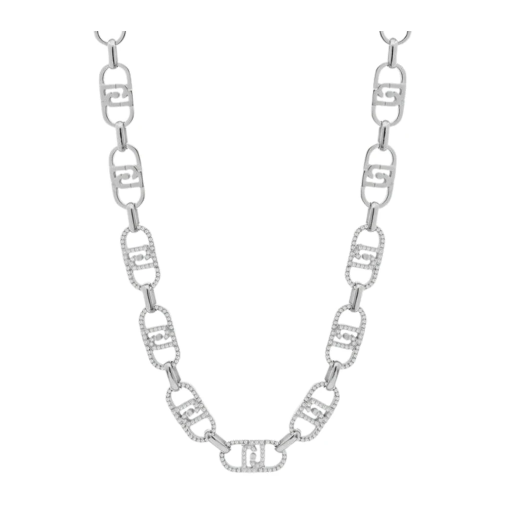 Liu Jo Donna Argento/Bianco Collana Girocollo Acciaio Inossidabile Logo E Strass 45 Cm Lj2621 Monogram - Immagine 2