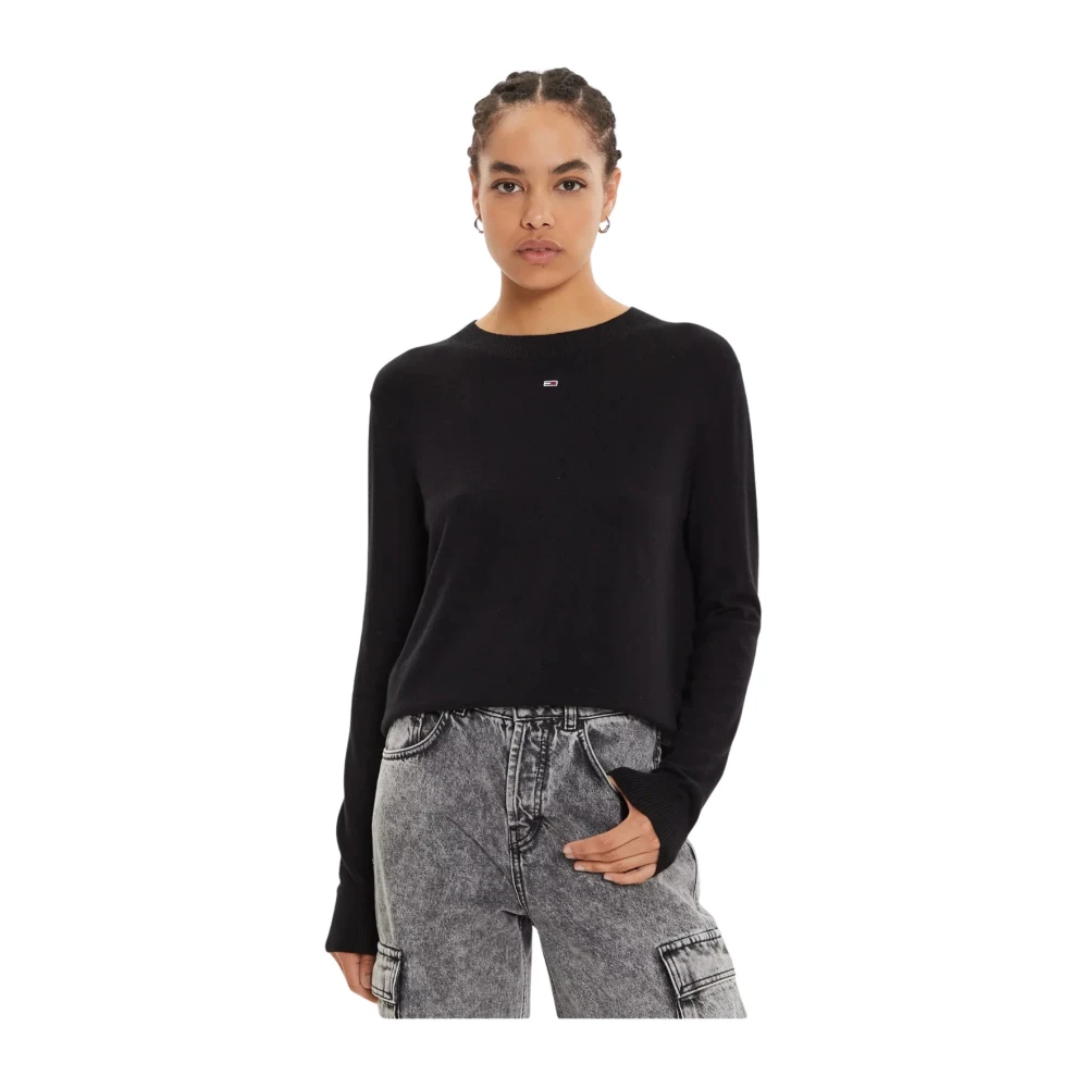 Tommy Jeans Biologische Katoenen Trui Rechte Pasvorm Black Dames