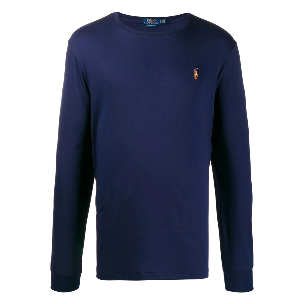 Polo Ralph Lauren Katoenen T-shirt met Lange Mouwen en Logo Blue Heren