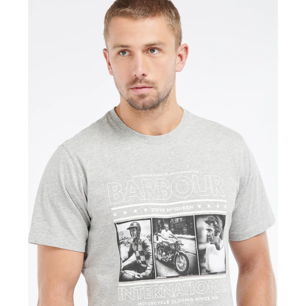 Barbour Steve McQueen Reel T-Shirt Grey Marl Gray Heren