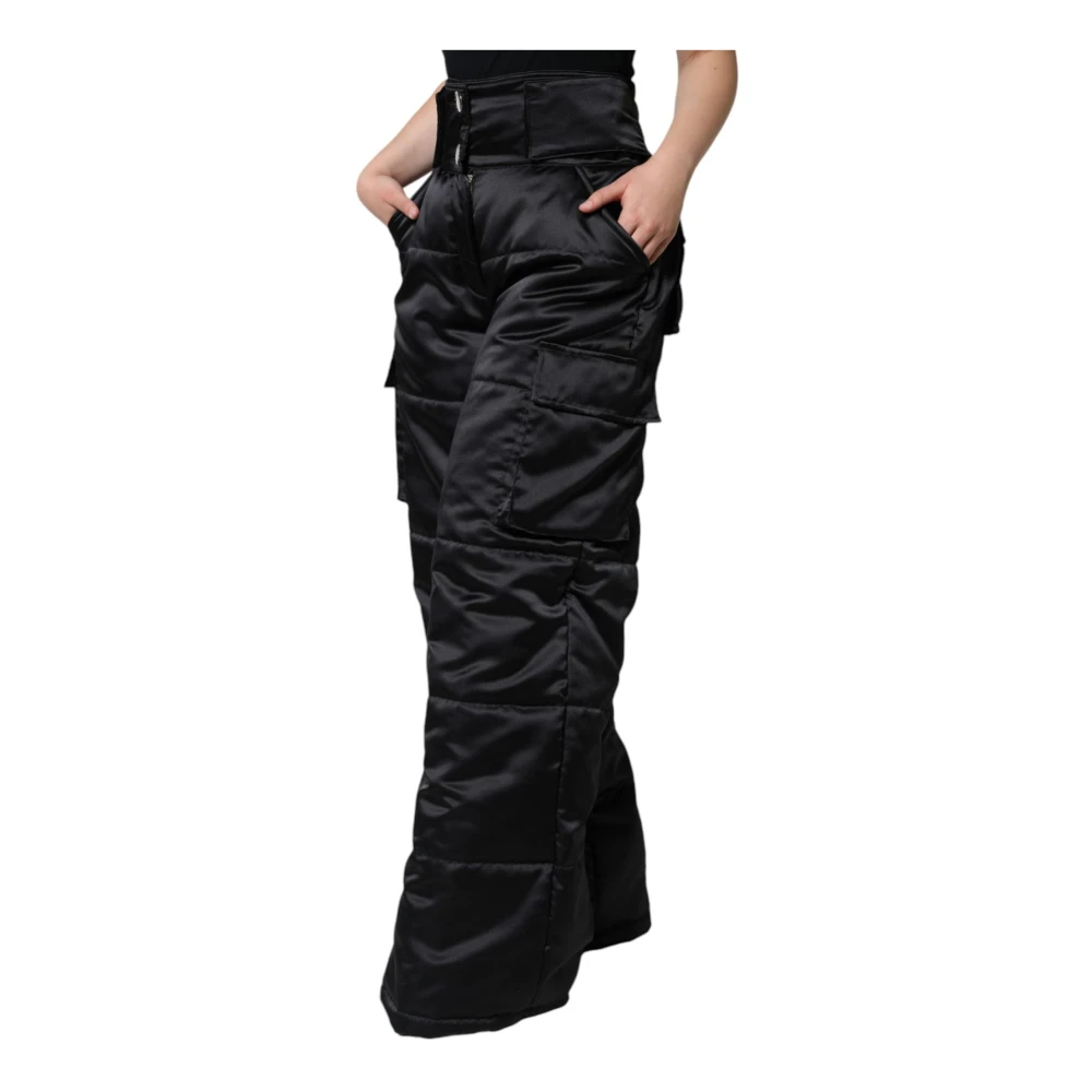 Dolce & Gabbana Zwarte Boot Cut Broek Hoge Taille Black Dames