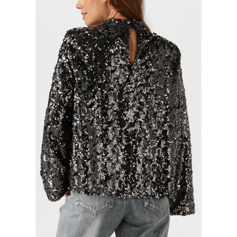 Gestuz Zwarte Pailletten Blouse voor Vrouwen Black Dames